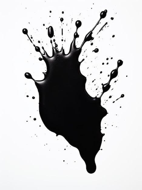 Photograph Black Paint swatches on white background stain swirl and paint bubbles