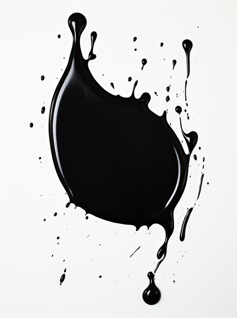 Photograph Black Paint swatches on white background stain swirl and paint bubbles