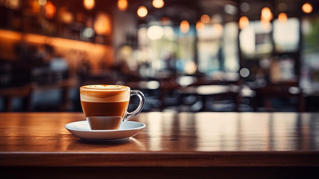 фотография размытого фонового изображения кофейни, широкоугольного объектива, реалистичного освещения