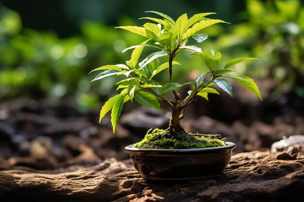 Photograph Of Bonsai Leaf Natural Light Generative AI