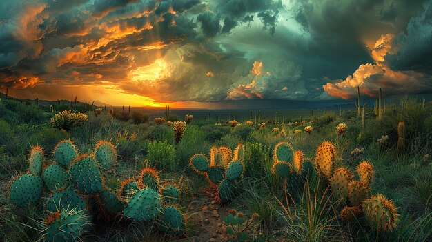 Foto una fotografia della carta da parati del giardino dei cactus