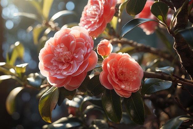 Photograph Of Camellia Natural Light Generative AI