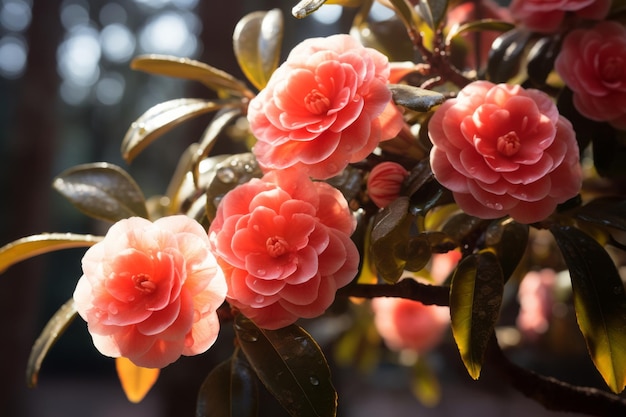 Photograph Of Camellia Natural Light Generative AI