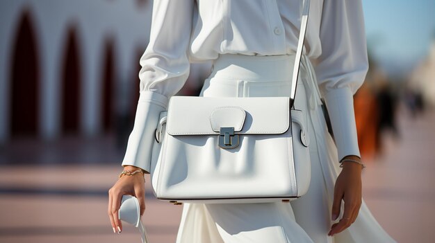 Photograph capturing fashionable women with bags