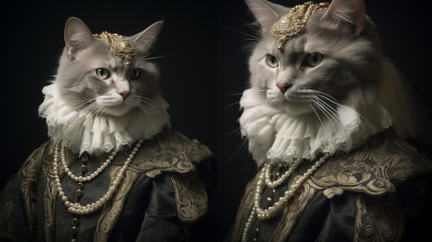 Photograph of a Cat in Renaissance clothing