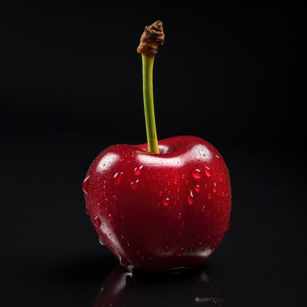 Photograph cherry on black background