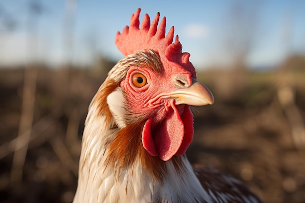 Foto fotografia di pollo luce naturale lente 50mm generativa ai