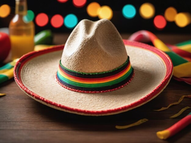 Photo photograph of cinco de mayo with sombrero illustration