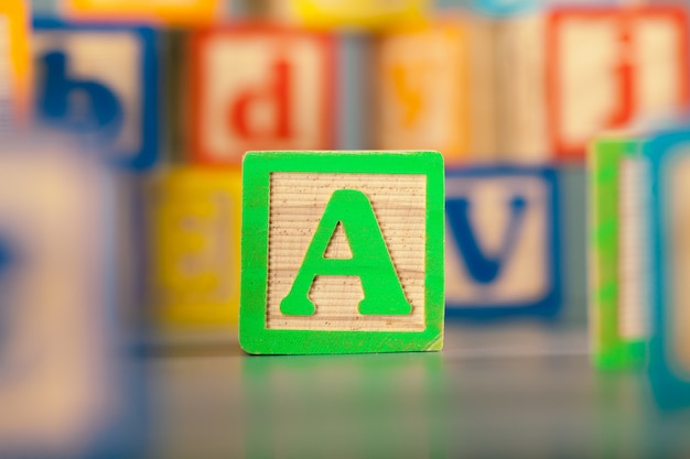 Photograph of colorful Wooden Block Letter A