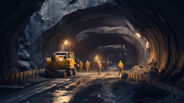 photograph of Concrete Road Tunnel Construction Excavator