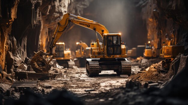 photograph of Concrete Road Tunnel Construction Excavator