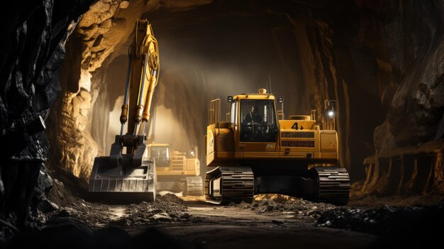 photograph of Concrete Road Tunnel Construction Excavator