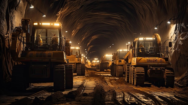 photograph of Concrete Road Tunnel Construction Excavator