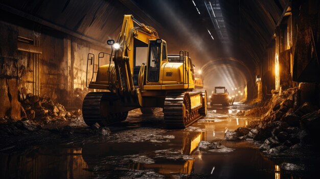 photograph of Concrete Road Tunnel Construction Excavator