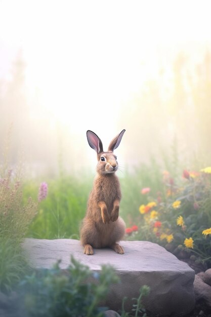 Photo a photograph of cute and adorable rabbit bunny and hare