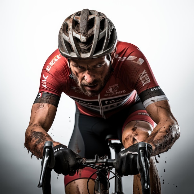 Photograph of a cyclist on a road in distress