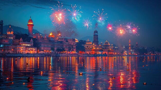 Foto una fotografia di diwali