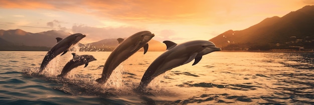 photograph of Dolphins jumping out of the water poster with copy