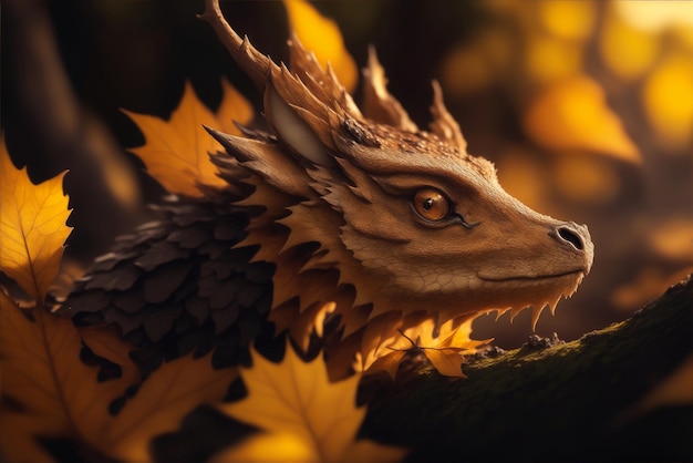 A photograph of a dragon during sunset AI Generated