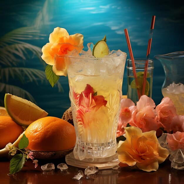 Photo photograph editorial luxury drink tropical ai generated photo