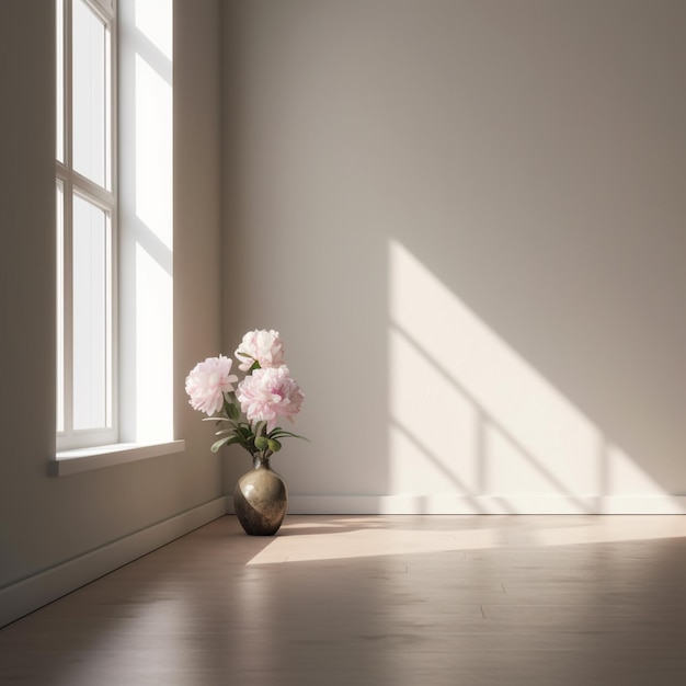 白いポットのある空の部屋の写真