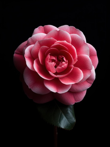 Фотография Цветок изолирован на черном фоне Камелия