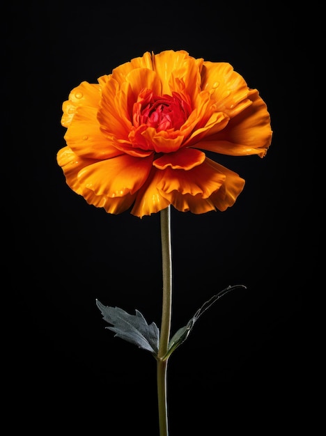 Photograph Flower isolated on black background marigold