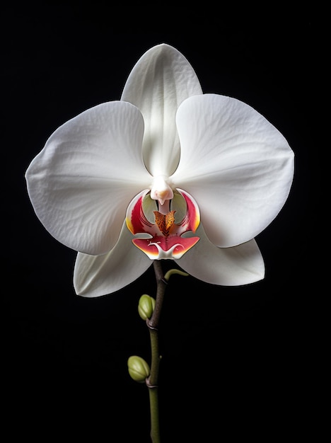 Фотография Цветок изолирован на черном фоне белая орхидея