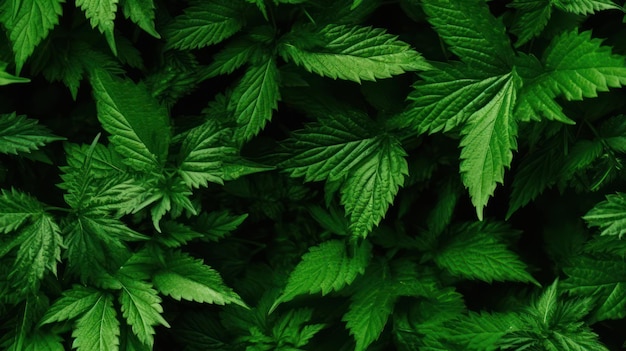 Photo photograph green leaves nettles background seamless pattern wallpaper