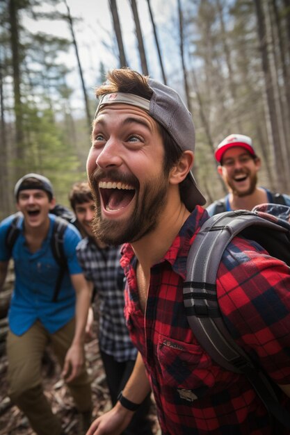 Photograph a group of friends on a spring hiking adventure