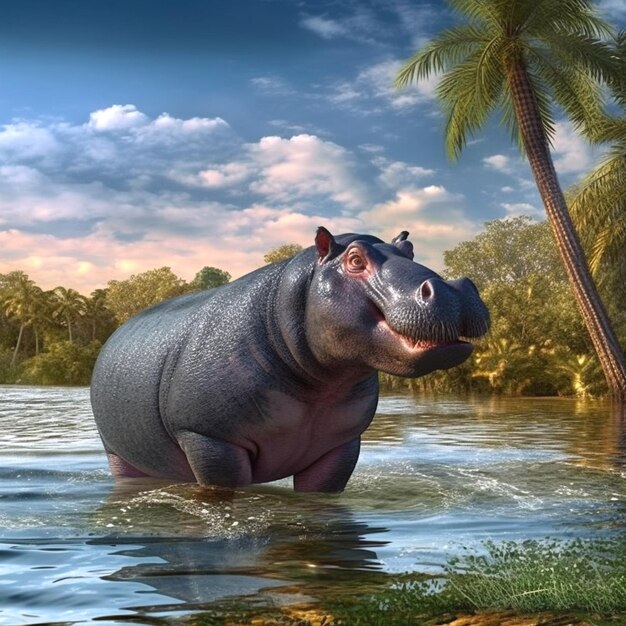 Photo photograph of hippopotamus