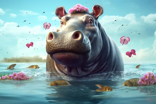 Photo photograph of hippopotamus