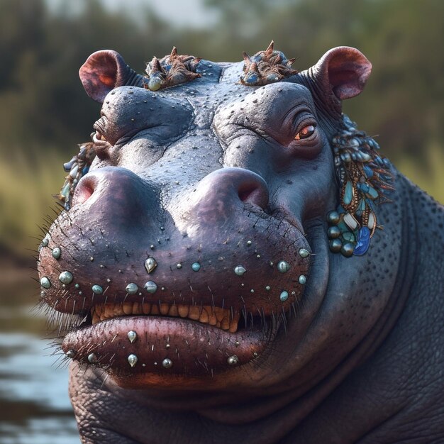 Photo photograph of hippopotamus