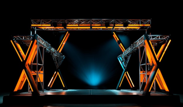 photograph of an iron structure with lights