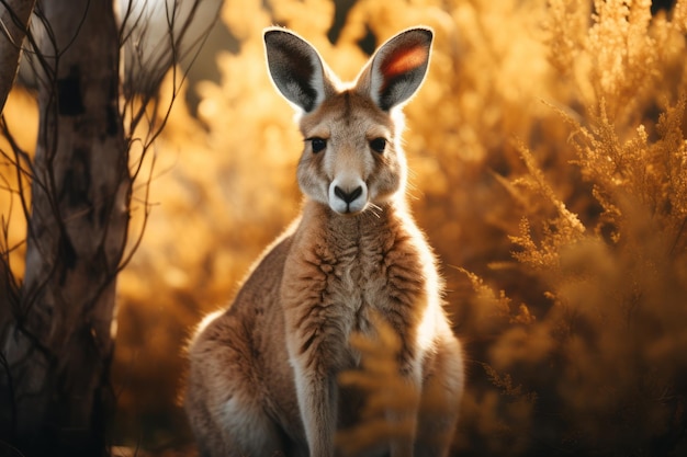 Photo photograph of kangaroo natural light 50mm lens generative ai