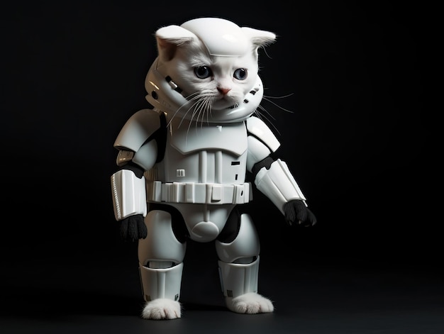 Photograph of a kitten in star wars movie jedi sith