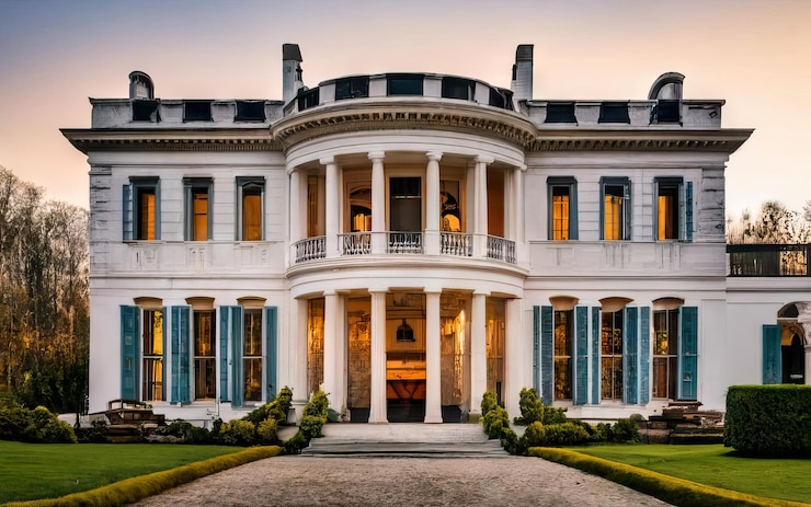 Photo photograph of large luxurious mansion
