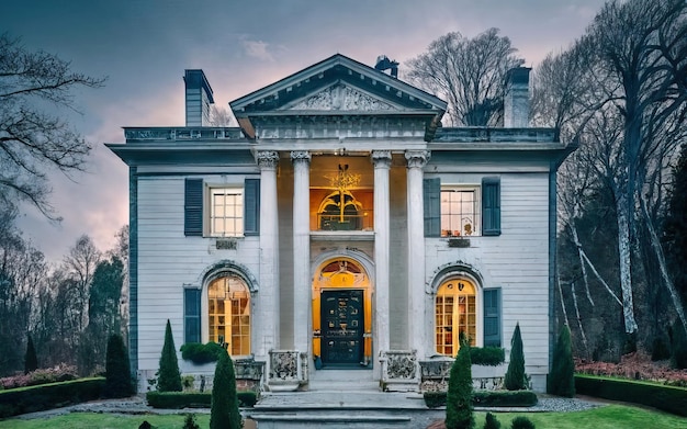 Photograph of large luxurious mansion