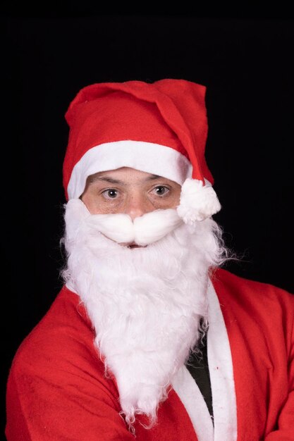 Photograph of man with dawn syndrome dressed as santa claus