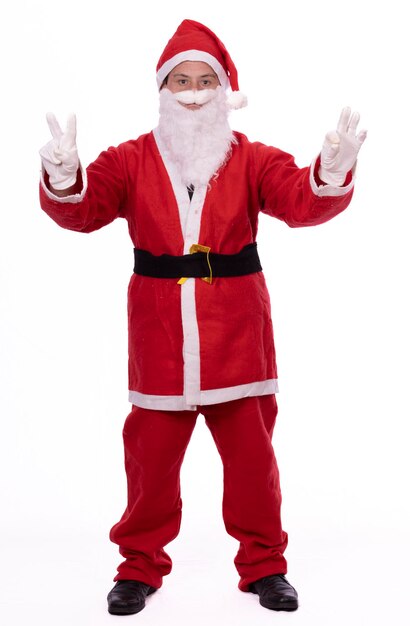 Photograph of man with dawn syndrome dressed as santa claus