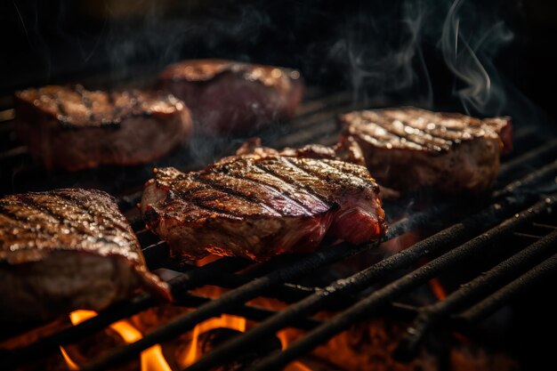 肉を焼いている写真 生成AI