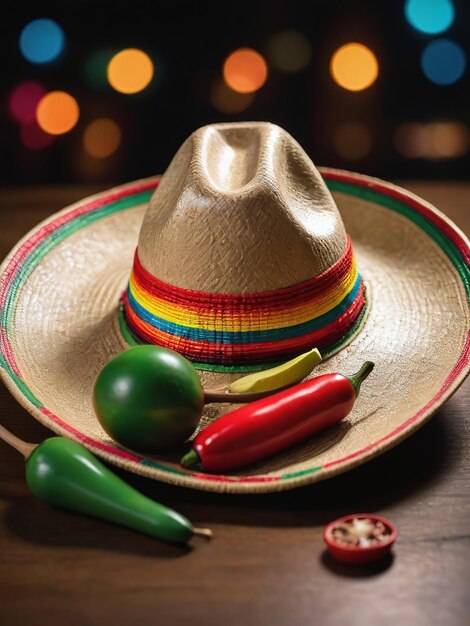 Фотография мексиканского Sombrero Maracas Chili
