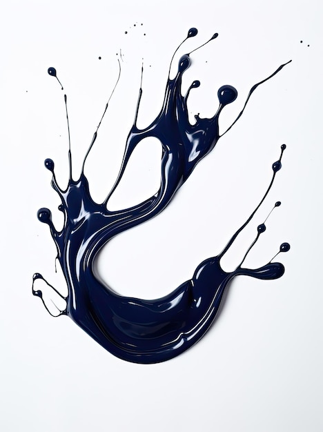 Foto fotografia vernice blu marina ruotante su sfondo bianco vernice macchia bolle di vernice