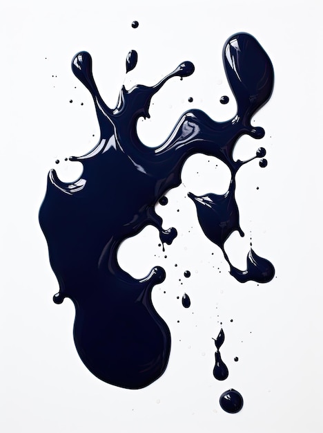 Photo photograph navy blue paint swirl on white background paint stain paint bubbles