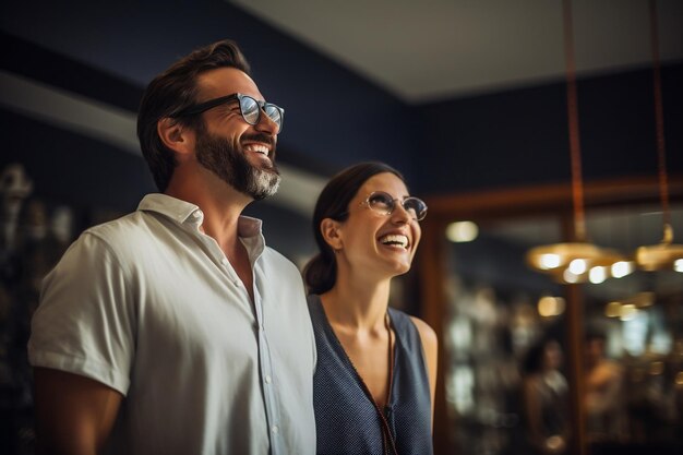 A Photograph of Numerous Smiling Customers Generative Ai