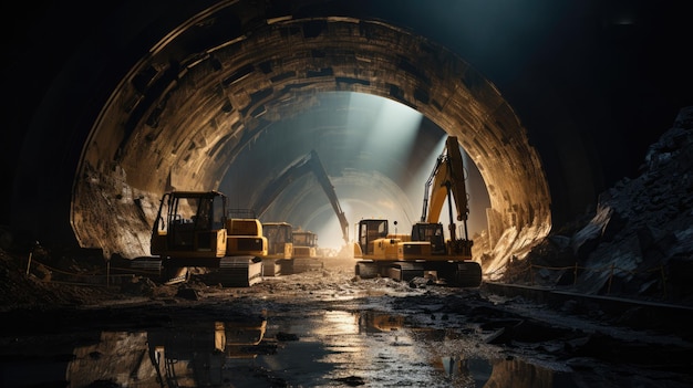 사진 콘크리트 도로 터널 건설 발굴기의 사진