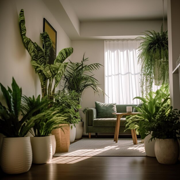 写真 壁の背景にあるポットの植物の写真