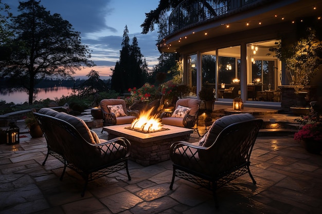 Photograph of an Outdoor Patio with Stylish Outdoor Furniture