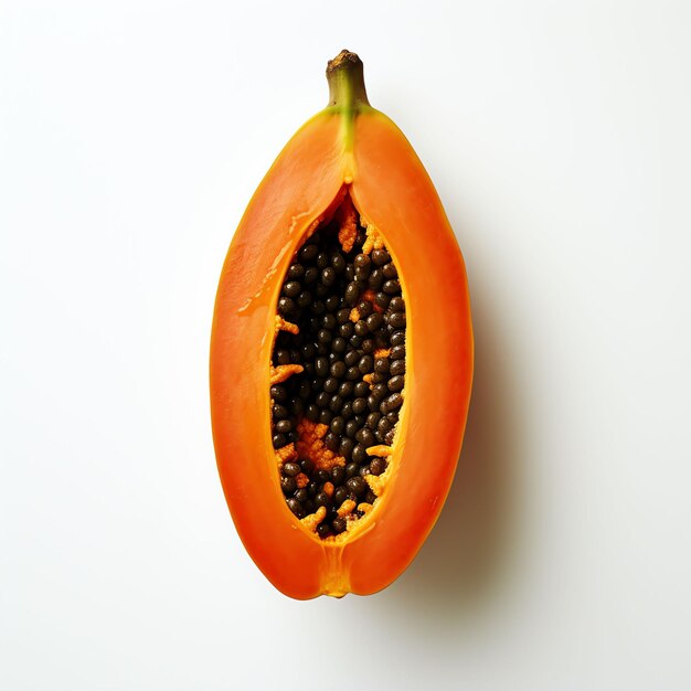Photograph of papaya top down view wite background