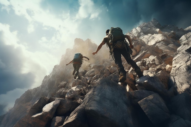 Photograph of people on mountain climbing adventures